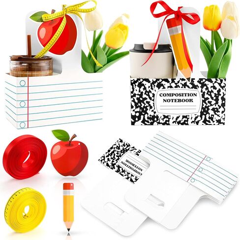 24 Set Teacher Appreciation Gifts 2 Cup Drink Carrier with Greeting Cards Ribbon Classroom Composition Notebook Teacher Gift Bulk for Back to School Party Favors Coffee Hot Cold Drinks in Kuwait
