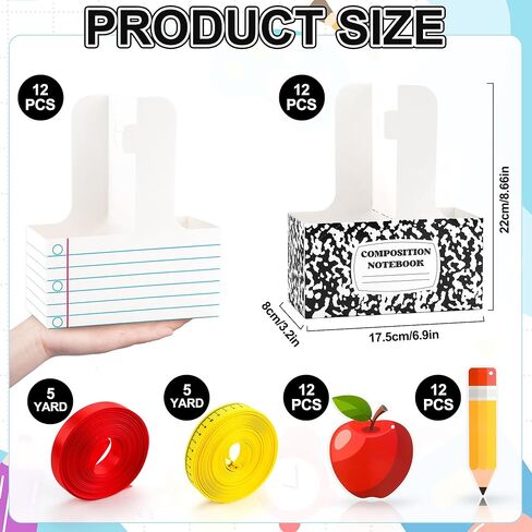 24 Set Teacher Appreciation Gifts 2 Cup Drink Carrier with Greeting Cards Ribbon Classroom Composition Notebook Teacher Gift Bulk for Back to School Party Favors Coffee Hot Cold Drinks in Kuwait