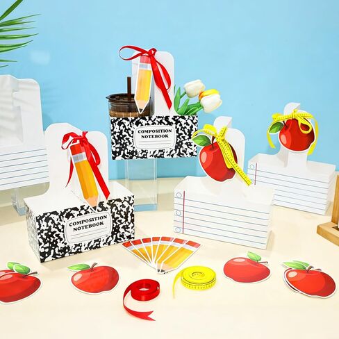 24 Set Teacher Appreciation Gifts 2 Cup Drink Carrier with Greeting Cards Ribbon Classroom Composition Notebook Teacher Gift Bulk for Back to School Party Favors Coffee Hot Cold Drinks in Kuwait