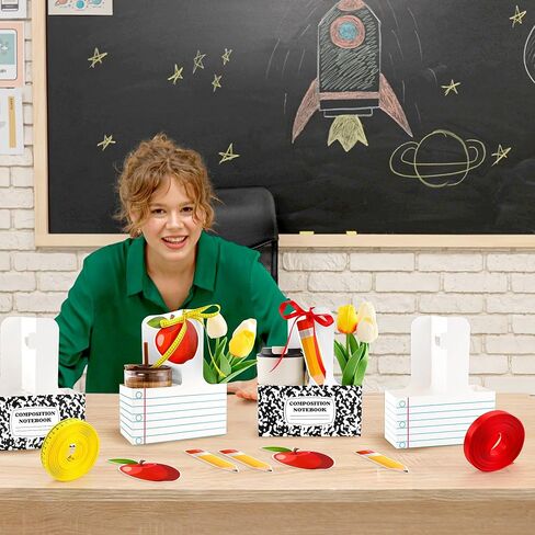 24 Set Teacher Appreciation Gifts 2 Cup Drink Carrier with Greeting Cards Ribbon Classroom Composition Notebook Teacher Gift Bulk for Back to School Party Favors Coffee Hot Cold Drinks in Kuwait