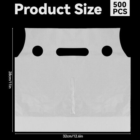 500 عبوة من أكياس بولي للشرب بمقبض مزدوج وحاملات تغليف بلاستيكية شفافة مع فتحة تعليق للأكواب مع مقبض للمشروبات والقهوة والعصائر والمتاجر ومطعم البار، بطول 30.48 سم × ارتفاع 27.94 سم in Kuwait