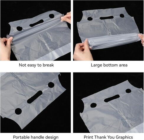 500 عبوة من أكياس بولي للشرب بمقبض مزدوج وحاملات تغليف بلاستيكية شفافة مع فتحة تعليق للأكواب مع مقبض للمشروبات والقهوة والعصائر والمتاجر ومطعم البار، بطول 30.48 سم × ارتفاع 27.94 سم in Kuwait