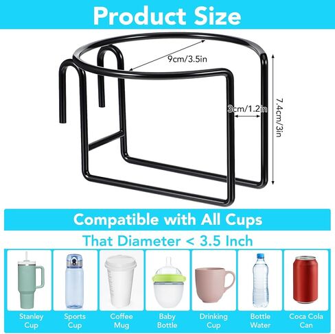 Shopping Cart Cup Holder,Hanging Cup Holder Stainless Steel Pack of 1 for Sports Bottles and Coffee Accessories Outdoor Shopping Caravans Travel Black in Kuwait