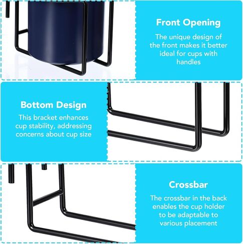 Shopping Cart Cup Holder,Hanging Cup Holder Stainless Steel Pack of 1 for Sports Bottles and Coffee Accessories Outdoor Shopping Caravans Travel Black in Kuwait