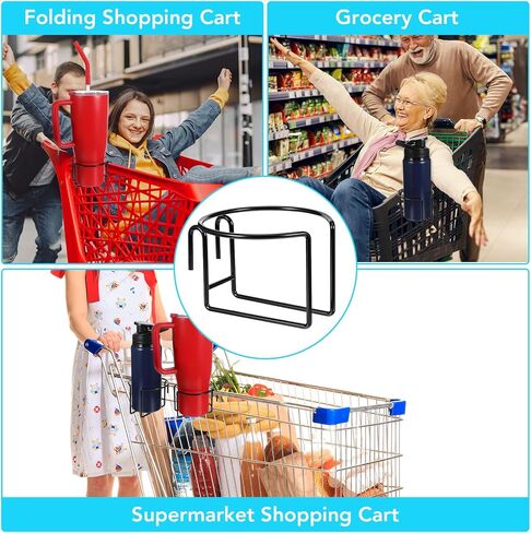 Shopping Cart Cup Holder,Hanging Cup Holder Stainless Steel Pack of 1 for Sports Bottles and Coffee Accessories Outdoor Shopping Caravans Travel Black in Kuwait