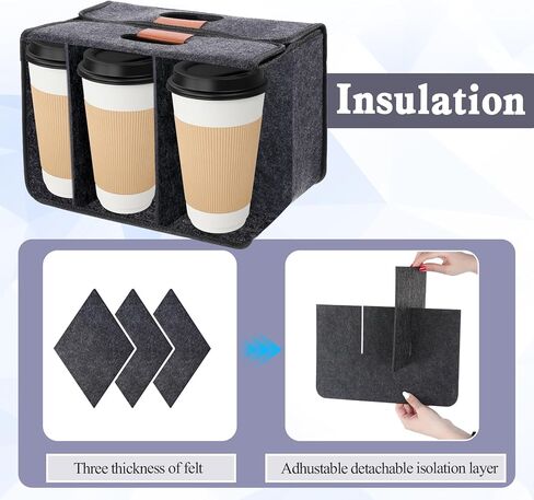 حامل مشروبات مكون من 6 أكواب بمقبض، حامل مشروبات معزول قابل لإعادة الاستخدام للسيارة، حقيبة حامل أكواب القهوة قابلة للطي وحقيبة حامل أكواب القهوة المحمولة للتوصيل والسفر والخروج in Kuwait