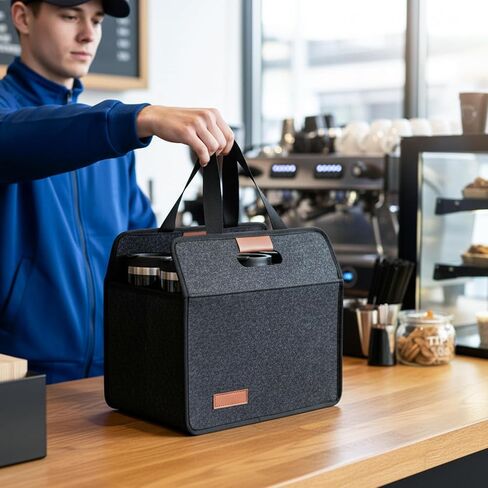 حامل مشروبات مكون من 6 أكواب بمقبض، حامل مشروبات معزول قابل لإعادة الاستخدام للسيارة، حقيبة حامل أكواب القهوة قابلة للطي وحقيبة حامل أكواب القهوة المحمولة للتوصيل والسفر والخروج in Kuwait