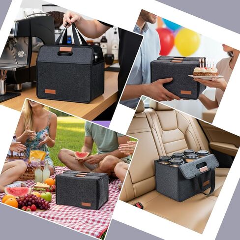 حامل مشروبات مكون من 6 أكواب بمقبض، حامل مشروبات معزول قابل لإعادة الاستخدام للسيارة، حقيبة حامل أكواب القهوة قابلة للطي وحقيبة حامل أكواب القهوة المحمولة للتوصيل والسفر والخروج in Kuwait