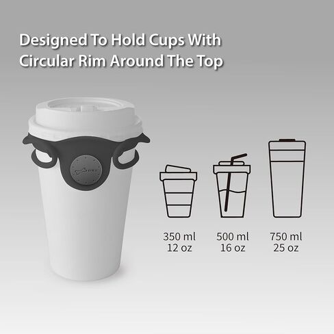 BONE Cup Tie 2, Portable Coffee Cup Carrier with Handle Strap, Silicone Boba Tea Cup Holder with Straw Ring & Foldable Strap Design, Reusable Drink Carrier for Traveling and Take Out (Black) in Saudi Arabia