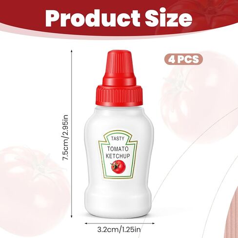 4 Pcs 1 oz Mini Condiment Squeeze Bottles, Mini Ketchup Bottle for Lunch Box Accessories, Salad Dressing Containers, Mini Condiment Squeeze Bottles for Sauces Syrup, Adults Bento Box in Saudi Arabia