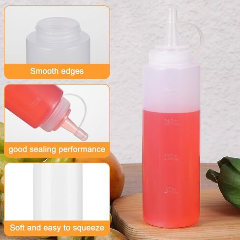 28 Pack 8 oz Plastic Sqeeze Bottles Leak Proof Multiporpose Squirt Bottles with Twist Top Cap for Sauces Ketchup Condiment BBQ Syrup Dressing Paint Grilling Crafts Olive Oil in Saudi Arabia