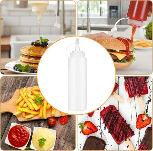 28 Pack 8 oz Plastic Sqeeze Bottles Leak Proof Multiporpose Squirt Bottles with Twist Top Cap for Sauces Ketchup Condiment BBQ Syrup Dressing Paint Grilling Crafts Olive Oil in Saudi Arabia