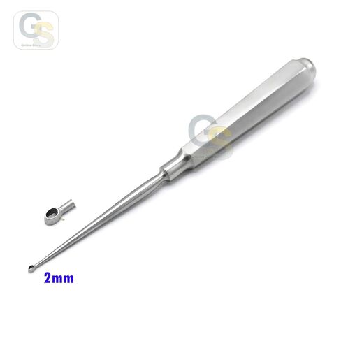 Piffard Dermal Curettes 2mm Oval Shape Cup 6 1/4" Ent Instruments by G.S Online Store in Saudi Arabia