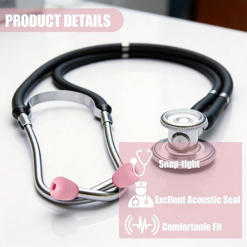 12 قطعة بديلة لسماعة الطبيب من أجل Littmann، متوافقة مع أطراف الأذن Littmann، قطعة الأذن، قطع بديلة لـ Classic III، أمراض القلب 3/4&IV، صغيرة/متوسطة، سدادة أذن سيليكون فائقة النعومة (وردي) in Kuwait
