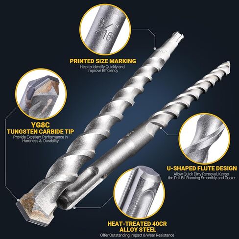 مجموعة مثقاب مدفع مدارة من 6 قطع ، مجموعة yg8c carbide ، SDS بالإضافة إلى قطع الحفر الخرسانية ، مجموعة الحفر الماسونية لبنة الحجارة مع حالة تخزين ، أدوات مثالية للهدية DIY Home Men Friend Friend in Kuwait