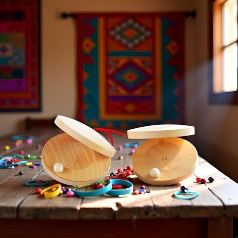 4 قطع صنجات خشبية، أداة قرع - 4 قطع صنجات أصابع اليد، صنجات خشبية للفصل الدراسي يمكنك صنعها بنفسك آلة موسيقية إيقاعية in Kuwait