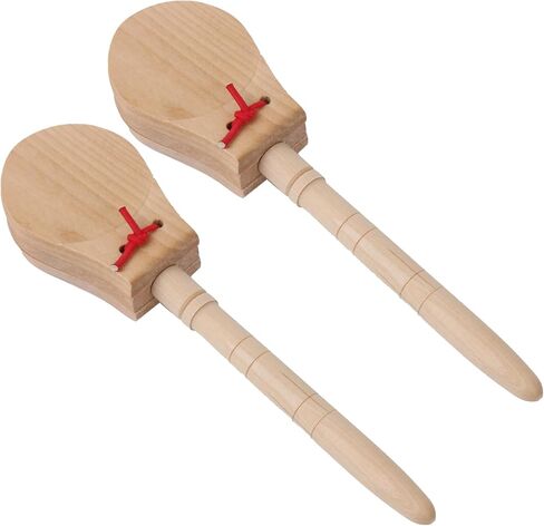 2 Pcs Birch Wooden Castanet Hand Clappers with Handle Percussion Instrument for Educational Musical Percussion for Birthday Party in Saudi Arabia