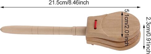 2 Pcs Birch Wooden Castanet Hand Clappers with Handle Percussion Instrument for Educational Musical Percussion for Birthday Party in Saudi Arabia