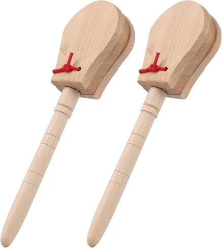 2 Pcs Birch Wooden Castanet Hand Clappers with Handle Percussion Instrument for Educational Musical Percussion for Birthday Party in Saudi Arabia