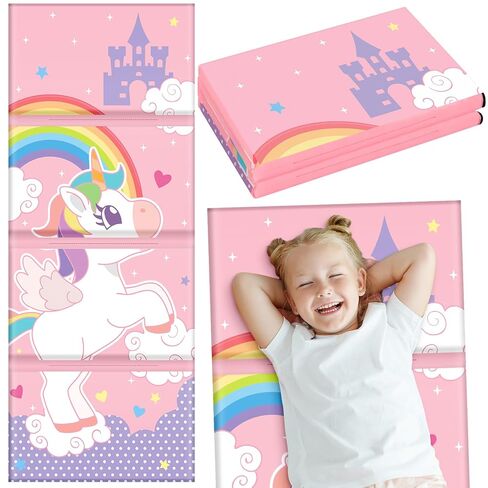 Shellwei فينيل قيلولة حصيرة للأطفال ما قبل المدرسة للرعاية النهارية 52 × 20 × 1 '' أطفال نائمين قابلة للطي على سجادة الراحة للطفل الفتيات الفتيات في الفصل الدراسي (القوس الوردي) in Kuwait