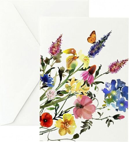 بطاقات تهنئة على شكل فراشات - مجموعة مكونة من 10 بطاقات ملاحظات مقاس 5 × 7 مناسبة لجميع المناسبات مع أظرف. فارغة داخل. رسومات تفصيلية بالألوان المائية للفراشات الملونة. in Kuwait