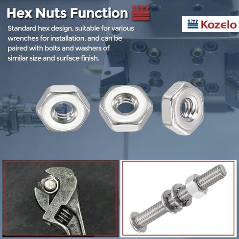 50pcs Hex Nuts - [#2-56] 304 Stainless Steel (A2-70) Hardware Standard Inch Coarse Thread Metal Nuts for Precious Electronics Mechanical Fastening, Bright Finish, Silver in Kuwait