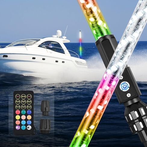 Nilight Boat Navigation Whip Light 3FT 360° رؤية 2NM متوافقة مع خفر السواحل 400+ أنماط مع قاعدة توصيل عن بعد LED للقوارب الحلزونية أضواء صارمة للصيد الليلي، اليخوت، ملحقات عائمة in Saudi Arabia