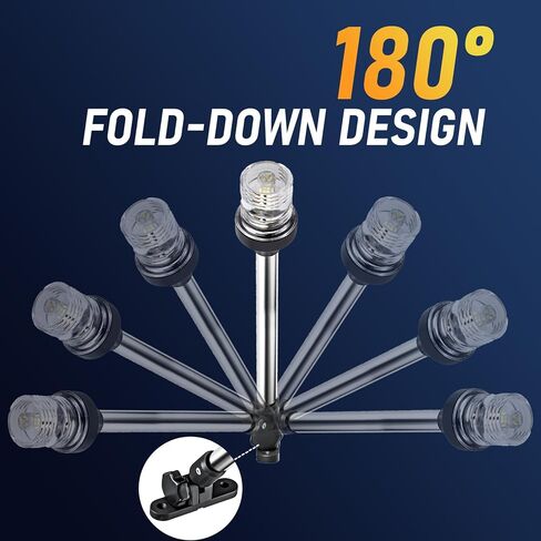 16 بوصة ضوء قارب عائم لأعلى بيميني، ضوء مرساة LED مقاوم للماء، 3 نانومتر أبيض قابل للطي للأسفل الخلفي أضواء الملاحة على شكل عائم بيميني لقارب الصيد، قوارب جون والصغيرة (12-24 فولت) in Saudi Arabia
