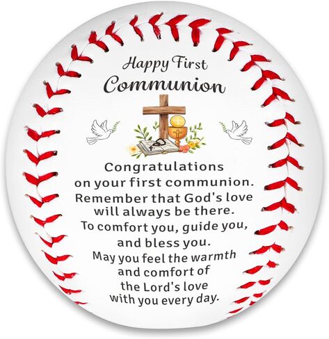 First Communion Gifts for Boys Girls 1st Holy Communion Gifts Catholic Baseball Keepsake for Son Grandson Granddaughter Religious First Communion Gift from Godparents First Holy Communion Party Favors in Saudi Arabia