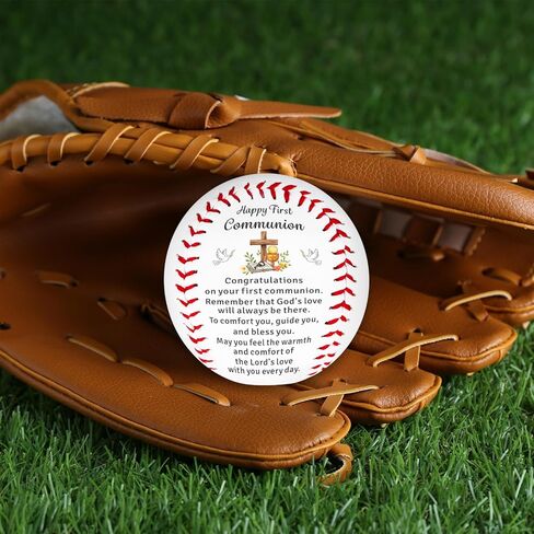 First Communion Gifts for Boys Girls 1st Holy Communion Gifts Catholic Baseball Keepsake for Son Grandson Granddaughter Religious First Communion Gift from Godparents First Holy Communion Party Favors in Saudi Arabia