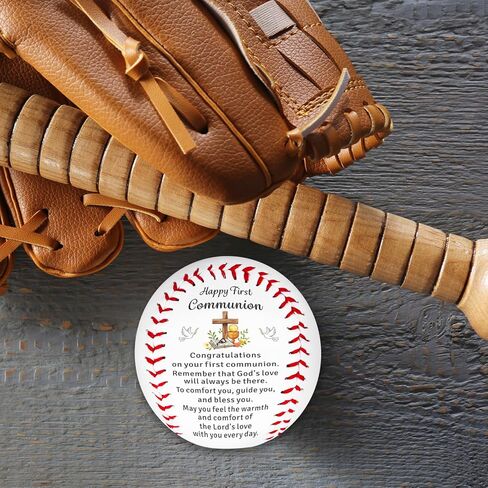 First Communion Gifts for Boys Girls 1st Holy Communion Gifts Catholic Baseball Keepsake for Son Grandson Granddaughter Religious First Communion Gift from Godparents First Holy Communion Party Favors in Saudi Arabia