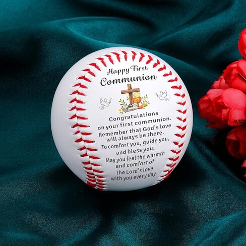 First Communion Gifts for Boys Girls 1st Holy Communion Gifts Catholic Baseball Keepsake for Son Grandson Granddaughter Religious First Communion Gift from Godparents First Holy Communion Party Favors in Saudi Arabia