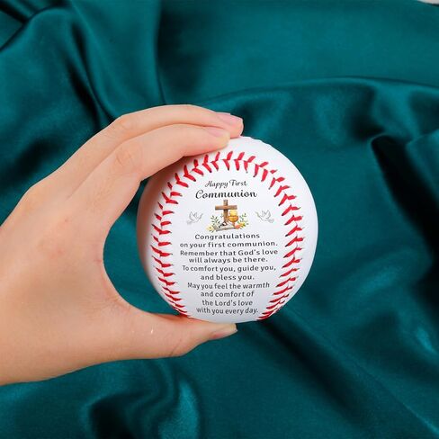 First Communion Gifts for Boys Girls 1st Holy Communion Gifts Catholic Baseball Keepsake for Son Grandson Granddaughter Religious First Communion Gift from Godparents First Holy Communion Party Favors in Saudi Arabia