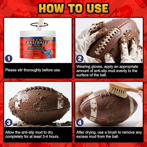 8.3 oz Football Mud, Football Mudding kit, Baseball Mud, Improves Grip Control Increases Surface Friction Reduces Shine on New Balls Gentle Formula for Leather & Synthetic Game Balls in Kuwait