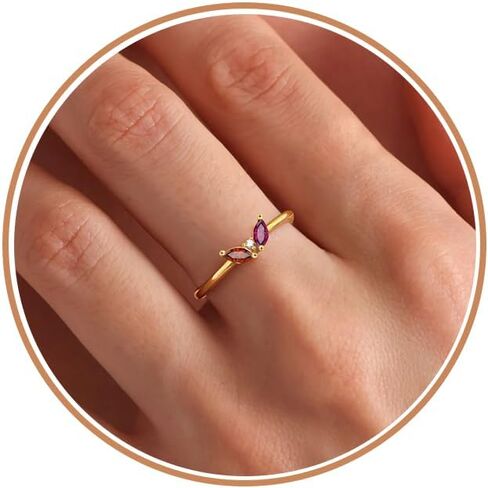 Christmas Gifts for Women Stocking Stuffers Birthstone Rings for Women Gold Rings for Women Non Tarnish with Birthstone 21st Birthday Gifts for Her Daughter Sister Christmas Jewelry in Kuwait