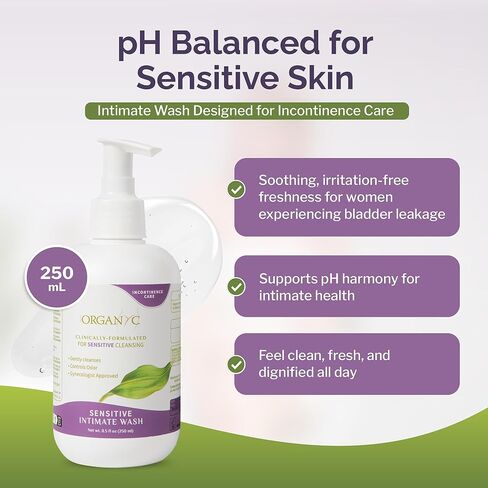 Organyc Feminine Wash for Incontinence, Gentle Intimate Wash for Women with Thyme Extract, Feminine Hygiene Supplies, 8.5 fl oz in Kuwait