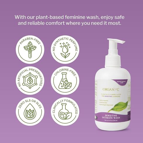 Organyc Feminine Wash for Incontinence, Gentle Intimate Wash for Women with Thyme Extract, Feminine Hygiene Supplies, 8.5 fl oz in Kuwait