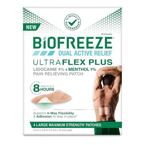 Biofreeze Ultraflex Plus Maximum Strength 4% Lidocaine Patches with Menthol, Flexible Pain Relief Patch for Lower Back, Lidocaine Patch for Neck, Knee, Shoulder, 4 Large Pain Patches in Saudi Arabia