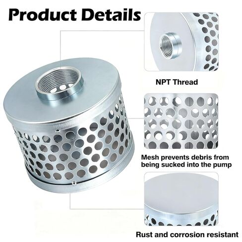 مصفاة شفط بفتحة مستديرة مقاس 2 بوصة للمضخات، مصفاة شفط مضخة مطلية بالفولاذ الكربوني NPT لإزالة قمامة الحطام مما يقلل من دخول المواد الصلبة in Kuwait