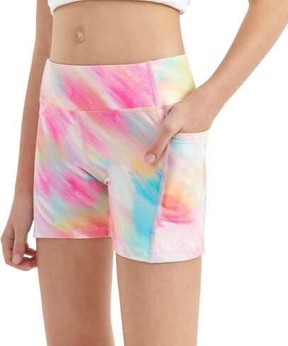Girls Bike Shorts 4" Kids Volleyball Yoga Dance Spendex Shorts Youth Athletic Compression Short with Pockets in Kuwait