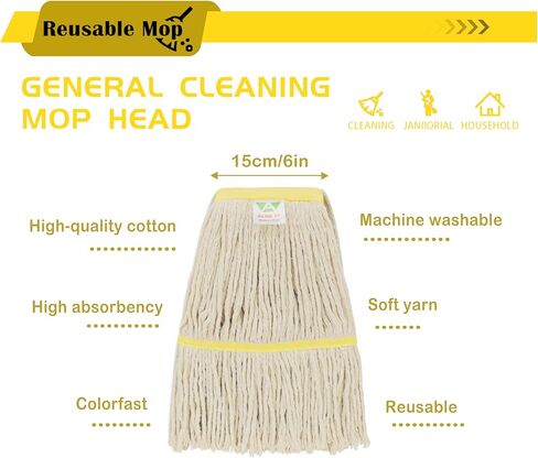 MOP HEAD Replacement Mop Mop Head Industrial Mops Industrial Moppe Head Moppe Mopps for Floors استبدال سلسلة Mop Tete de Moppe التجارية Tête de Moppe White Mop Floor Mop in Kuwait