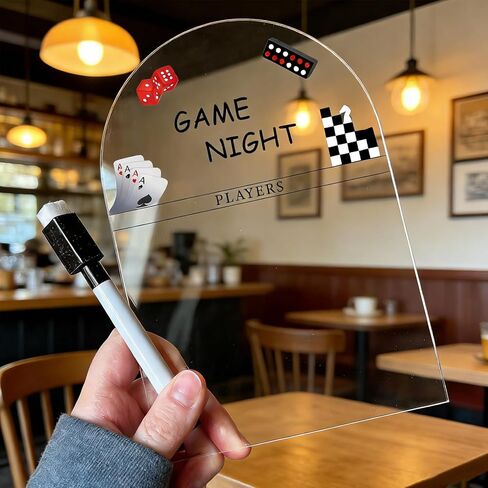 لوحة نتائج الألعاب الشخصية، لوحة نتائج ليلية للعبة عائلية مخصصة، متتبع النتائج الليلية للعبة منقوش بالأكريليك، لوحة نتائج ألعاب أكريليك قابلة لإعادة الاستخدام، مثالية لغرف الألعاب والتجمعات العائلية (5 بوصات × 7 بوصات) in Kuwait