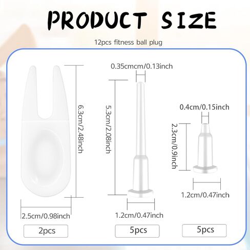 Yoga Ball Plug Replacement, 10 Pieces Plastic Exercise Ball Plug Replacement Fitness Exercise Balls Air Stopper Pin Adapter Kit with 2 PCS Plugs Puller for Fitness Balls Inflatable Bed Pool, White in Saudi Arabia
