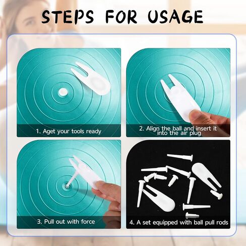Yoga Ball Plug Replacement, 10 Pieces Plastic Exercise Ball Plug Replacement Fitness Exercise Balls Air Stopper Pin Adapter Kit with 2 PCS Plugs Puller for Fitness Balls Inflatable Bed Pool, White in Saudi Arabia