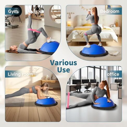 كرة توازن قابلة للطي من Vtory، مدرب توازن نصف الكرة، كرة ثبات بسعة 1300 رطل، نصف كرة يوجا 23.5 بوصة، مع حزام مقاومة ومضخة قدم، مانعة للانزلاق in Kuwait