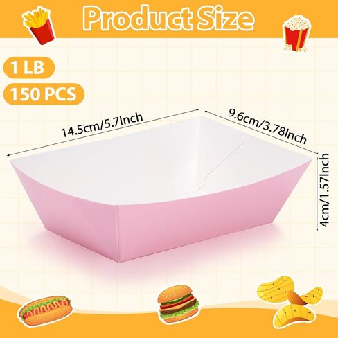 150 عبوة من صواني الطعام الورقية الملونة، قوارب طعام للاستعمال مرة واحدة بوزن 1 رطل، صواني ناتشو المقاومة للدهون، قوارب تقديم ورقية متعددة الألوان، صينية هوت دوج من أجل ناتشو سناك فرايز تاكو شواء ونزهات الحفلات in Kuwait