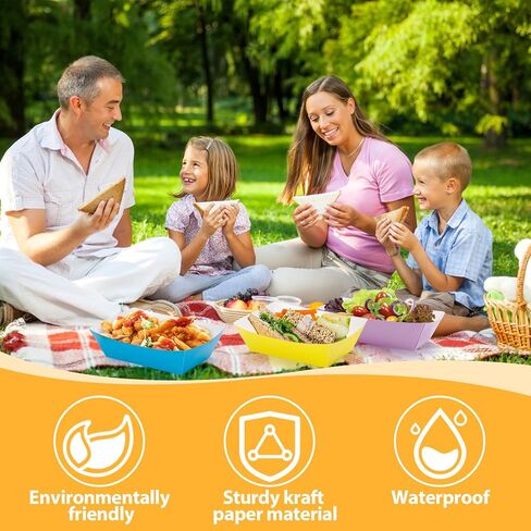 150 عبوة من صواني الطعام الورقية الملونة، قوارب طعام للاستعمال مرة واحدة بوزن 1 رطل، صواني ناتشو المقاومة للدهون، قوارب تقديم ورقية متعددة الألوان، صينية هوت دوج من أجل ناتشو سناك فرايز تاكو شواء ونزهات الحفلات in Kuwait