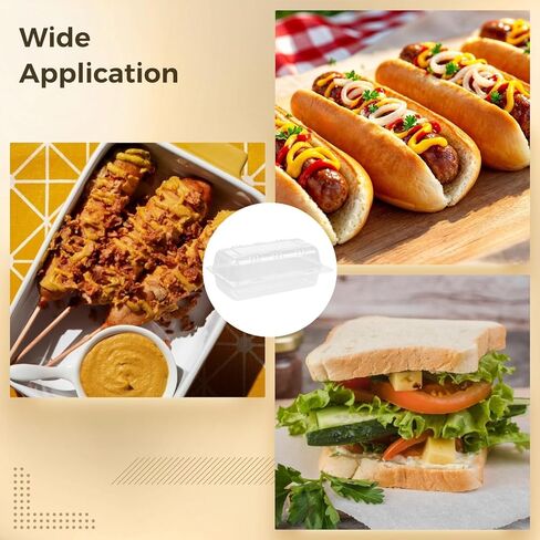 200 Pcs Disposable Hot Dog Container, Hot Dog Trays with Lid, Plastic Take out Containers, Clear, Ideal for Hot Dog, Sausages, Sandwiche, Dessert and Salad in Saudi Arabia