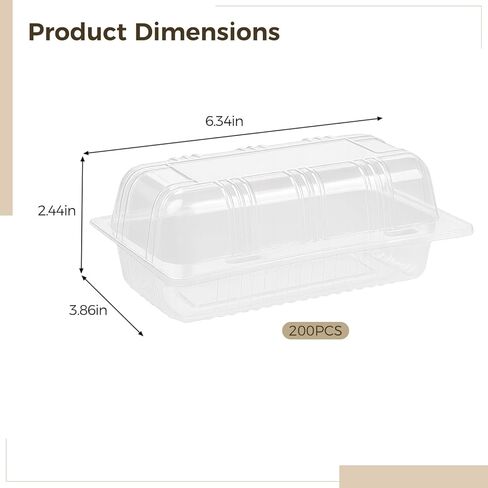 200 Pcs Disposable Hot Dog Container, Hot Dog Trays with Lid, Plastic Take out Containers, Clear, Ideal for Hot Dog, Sausages, Sandwiche, Dessert and Salad in Saudi Arabia