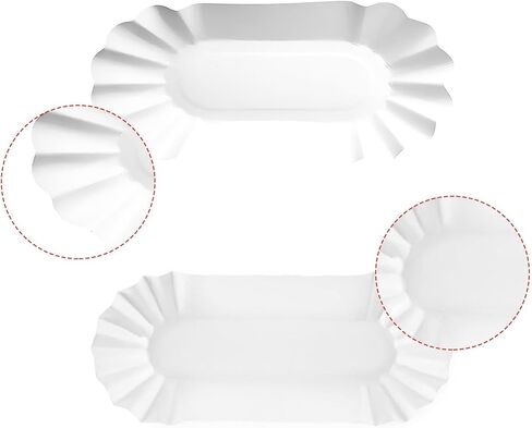 Haploon 1200 Pcs Paper Hot Dog Trays, 6 Inch Fluted Paper Hot Dog Liners, White Rectangular Fluted Hotdog Tray for Party and BBQ, Disposable Grease-Proof Food Boats for Takeout Food To-Go Orders in Kuwait